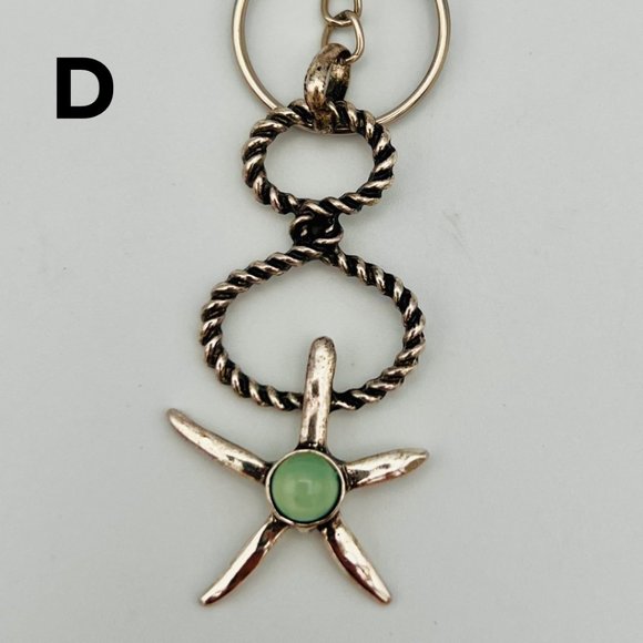 Handmade Sea Life Keychain Shell Seahorse Starfish Tassel Silver Repurposed - Picture 6 of 10